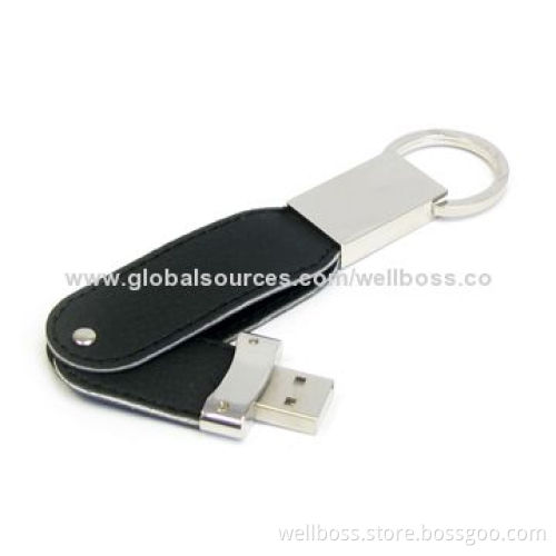 Customized Leather Flash Disk, 1 to 2GB USB Full Real Capacity, Good for Business Gift